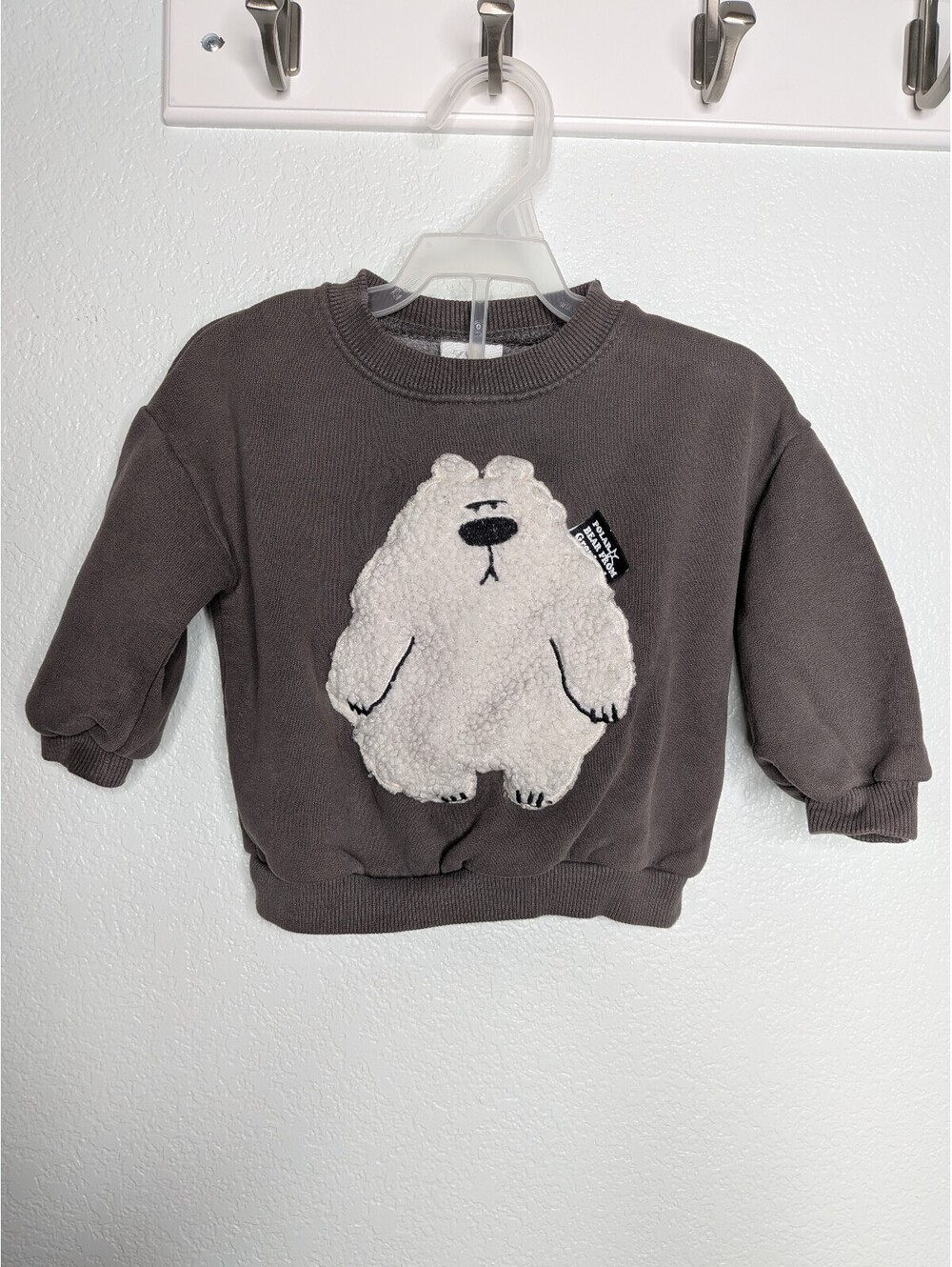 Zara Baby Kids Polar Bear Teddy Appliqué Sweatshirt Brown 1-2 Years 86